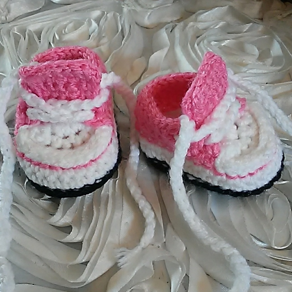 Handmade crochet baby sneakers